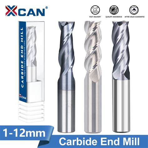 XCAN Milling Cutter 2 3 4 Flute Carbide Flat End Mill HRC 50 CNC Tool