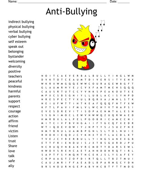 Bullying Word Search Printable