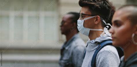 Young people on a silent protest in the city Stock Photo | Adobe Stock