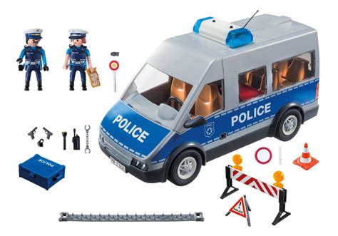 Playmobil Set 9236 Police Bus With Road Block Klickypedia