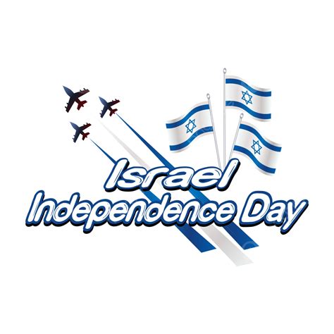 Israel Lettering Independence Day With Airplane Vector Independence