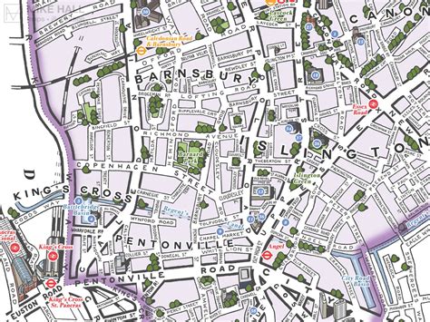 Islington London Borough Illustrated Map Giclee Print Etsy