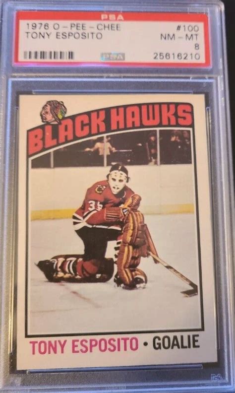 1976 O Pee Chee Tony Esposito 109 PSA 8 NM MT Chicago Black Hawks HOF