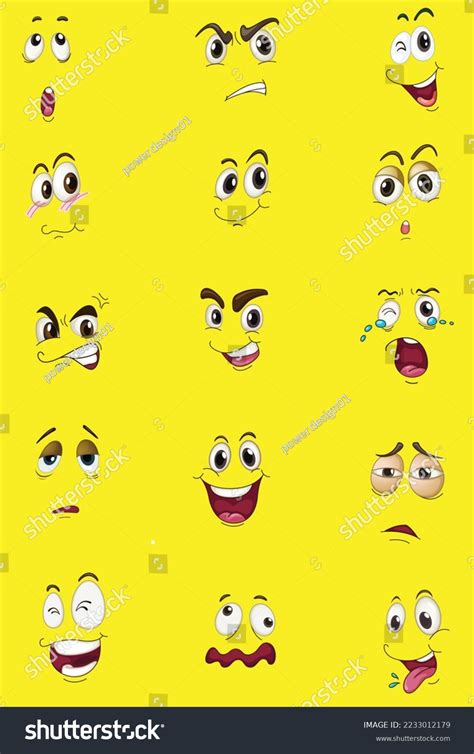 Cartoon Faces Funny Face Expressions Caricature Stock Vector Royalty