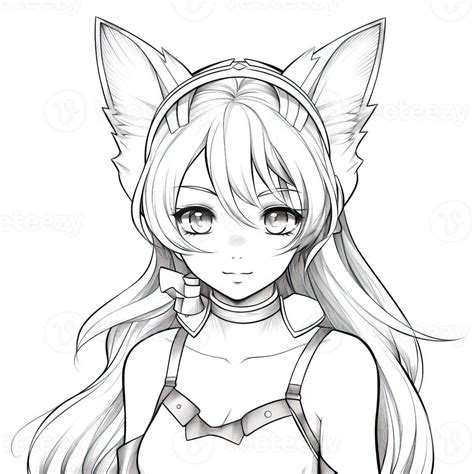 Anime Girl Coloring Pages 26673076 Stock Photo At Vecteezy