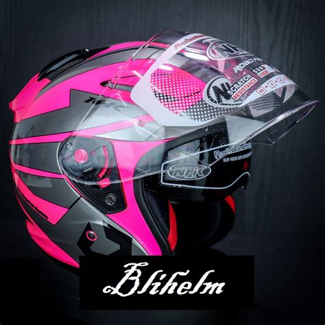 Jual NHK HELM R1 NEMA SE PINK FLUO SILVER DOUBLE VISOR Shopee