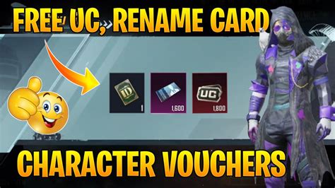 GET FREE UC RENAME CARD CHARACTER VOUCHERS IN BGMI YouTube