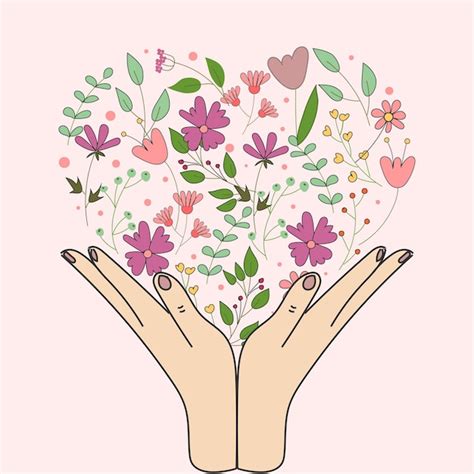 Premium Vector Women S Hands Hold A Heart Of Spring Flowers Postcard