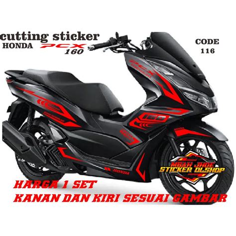 Jual CUTTING STICKER HONDA PCX 160 BODY HITAM Shopee Indonesia