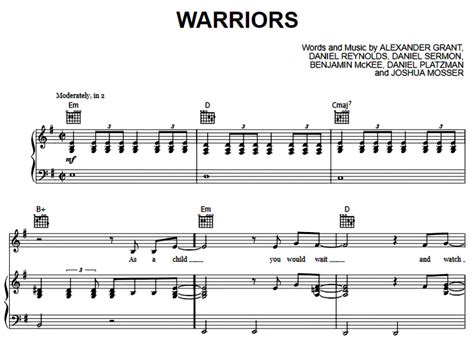 Imagine Dragons-Warriors Free Sheet Music PDF for Piano | The Piano Notes