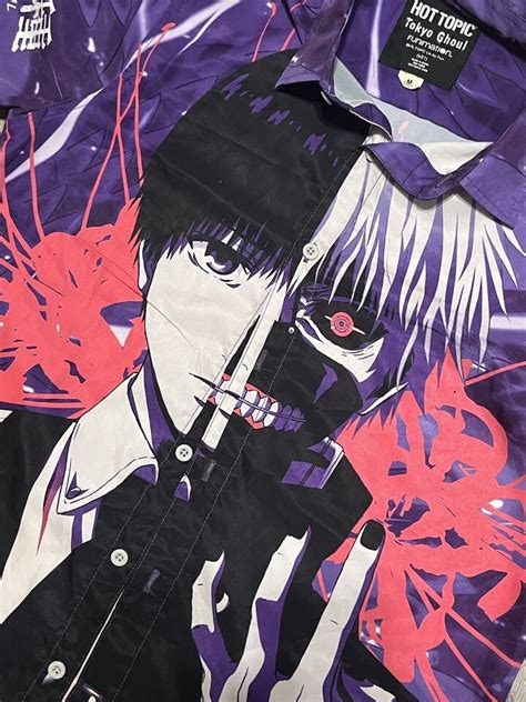 Tokyo Ghoul Split Ken Kaneki Shirt Mens M Button Up Hot Topic Anime