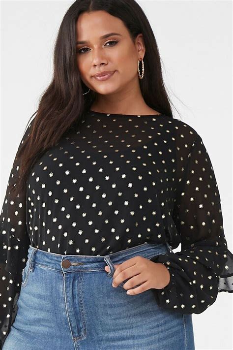 Plus Size Polka Dot Print Top