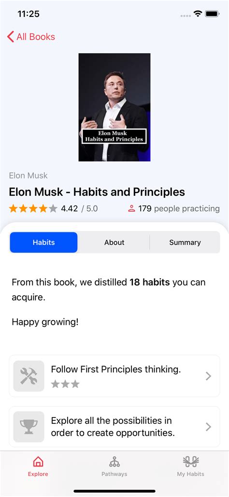 Elon Musk - Habits and Principles - Mentorist app