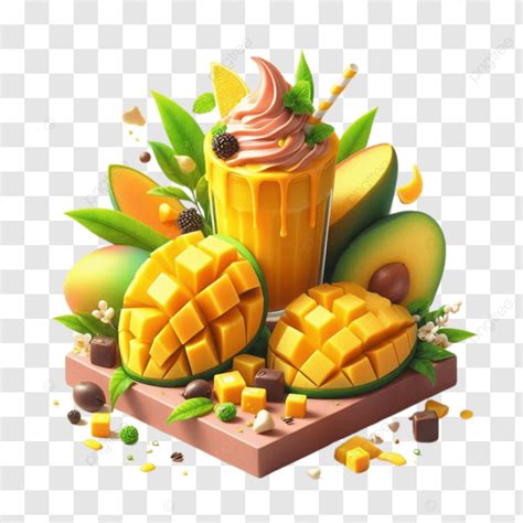 Mangos And Leaves Juicy Sweet Fresh Png Transparent Image And