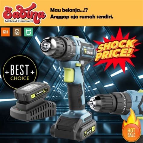 Promo Mesin Bor Tangan Portabel Baterai 12V Impact Cordless Drill Beton