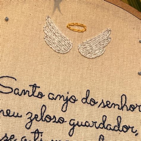 Ora O Santo Anjo Bordado Personalizado Elo