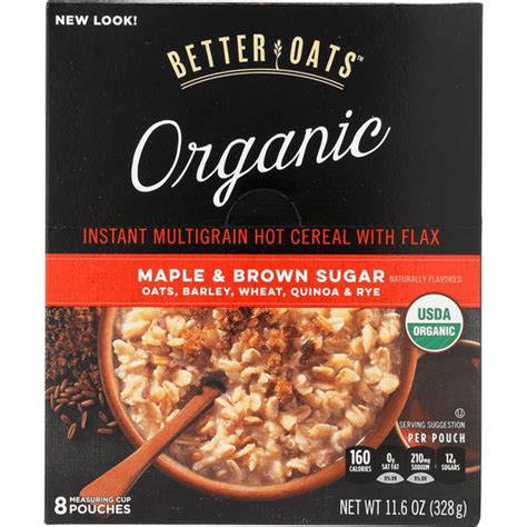 Better Oats Organic Instant Multigrain Hot Cereal Maple Brown Sugar