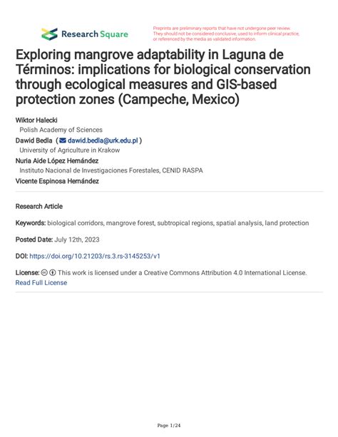 PDF Exploring mangrove adaptability in Laguna de Términos