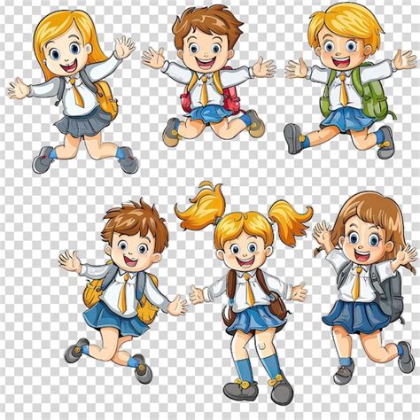 Premium PSD | A set of school children with different emotions on their ...