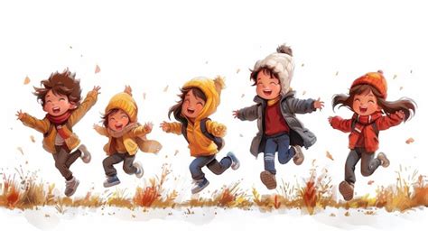 Esta ilustración muestra a niños niños corriendo jugando y muy felices