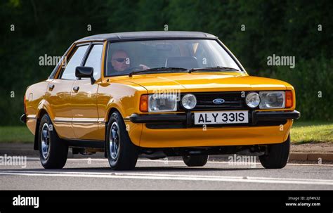 1978 Yellow 23s Ford Cortina With Vinyl Roof Stock Photo Alamy