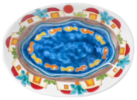 Ceramiche Di Sicilia X Oval Serving Wall Platter With Fish