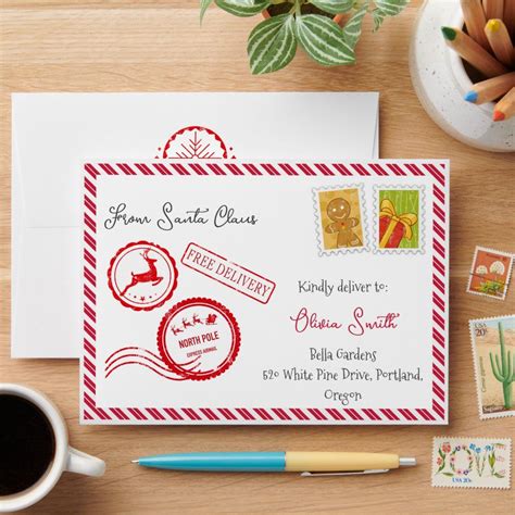 Envelope For Letter From Santa Claus North Pole Zazzle