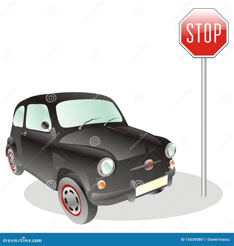 Car And Stop Sign Stock Vector Illustration Of Smoke 15634080