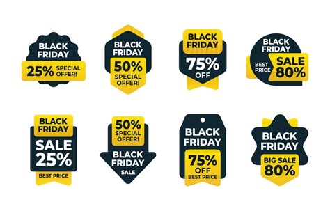 Black Friday Yellow Sticker Badge Sale Set Vector Art At Vecteezy