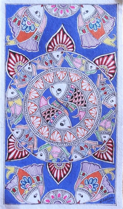 Fish madhubani painting | Madhubani painting, Fish art, Madhubani art