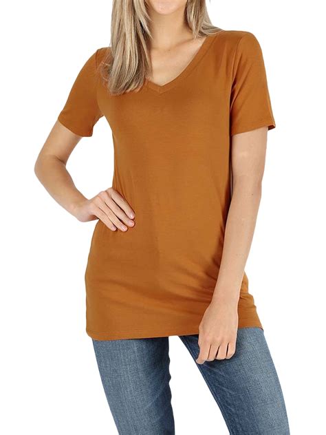 Zenana Women And Plus Size Cotton V Neck Short Sleeve Casual Basic Tee