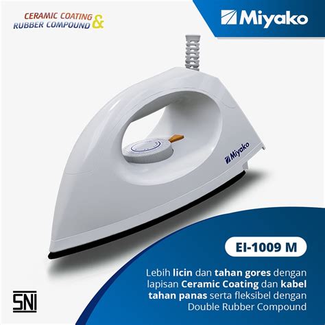 Jual Setrika Listrik Miyako Berkualitas El 1009 M Kabel Karet Tapak