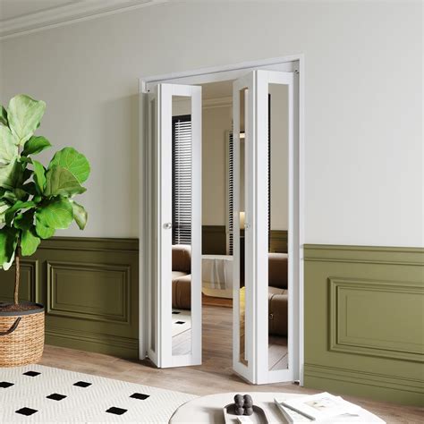 Barner Home Bi Fold Doors Full Mirror Glass Panel Closet Doors For