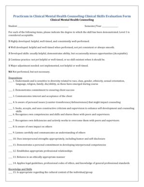 Fillable Online Medaille Practicum Clinical Skills Evaluation Form