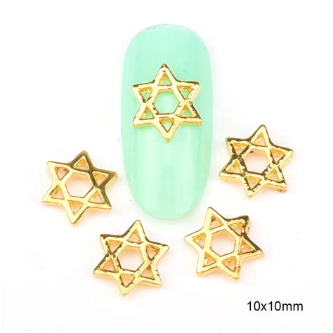 10pcs Hollow Out Hexagon Triangles Nails Art Decorations 3d Metal Model