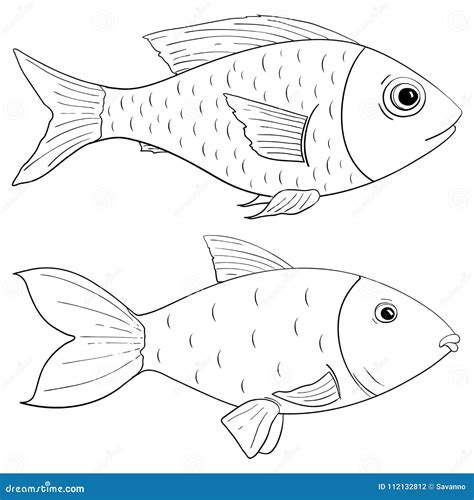 Fish Outline Drawing Vector Illustration Cartoondealer