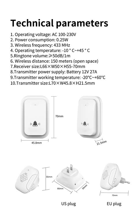 SONNETTE Transmitter black LES USA Sonnette D extérieur Sans Fil