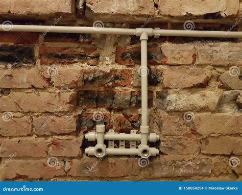 Hydraulic System On The Naked Wall Stock Photo Image Of Tubes System