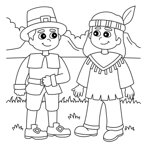 Pilgrims And Native Americans Coloring Pages