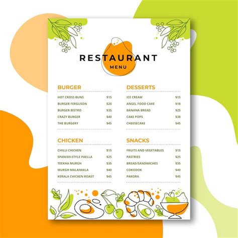 Premium Vector Creative Restaurant Menu Template Design