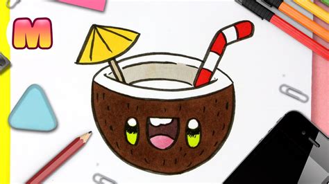 COMO DIBUJAR UN COCTEL DE COCO KAWAII Dibujos Kawaii Faciles Como