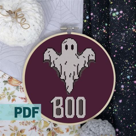 Ghost Cross Stitch Pattern Halloween Cross Stitch Pdf Pattern Boo