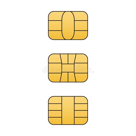 Emv Gold Chip Icon Set Vector Symbol Illustration For Credit And Debit