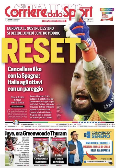 Italia Ora Serve Un Reset Buongiorno Verso Il Napoli La Prima Pagina