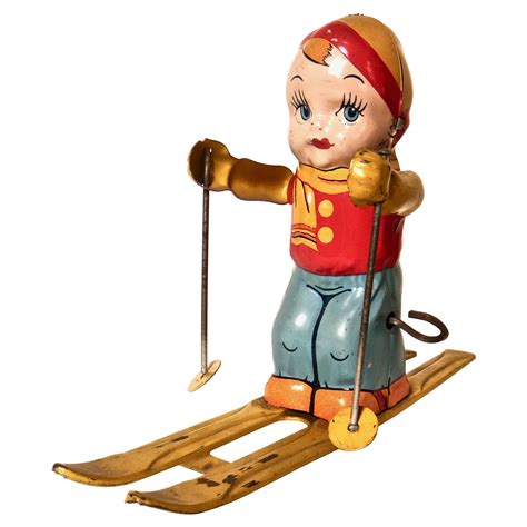 vintage tin wind  toy boy skier   chein   american circa   sale  stdibs