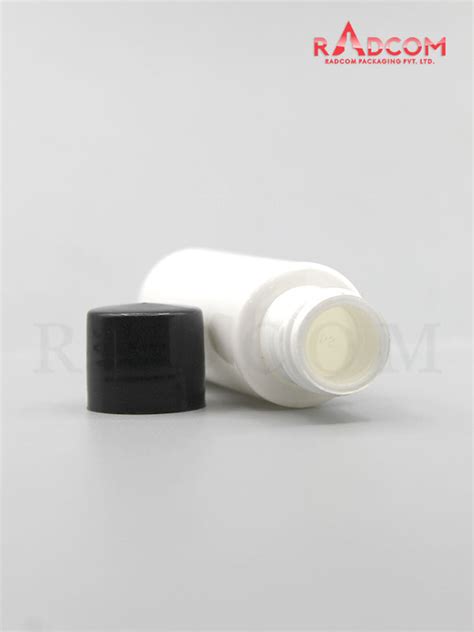 30ML Tulip Opaque White Pet Bottle With Black Screw Cap With Zim Zam Plug