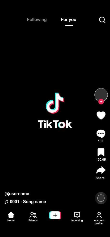 TikTok mobile app screen 44600748 Vector Art at Vecteezy