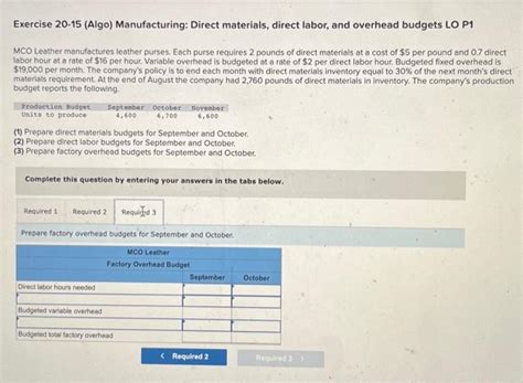 Solved Exercise Algo Manufacturing Direct Chegg