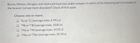 Solved Boron Lithium Nitrogen And Neon Each Have Two Chegg