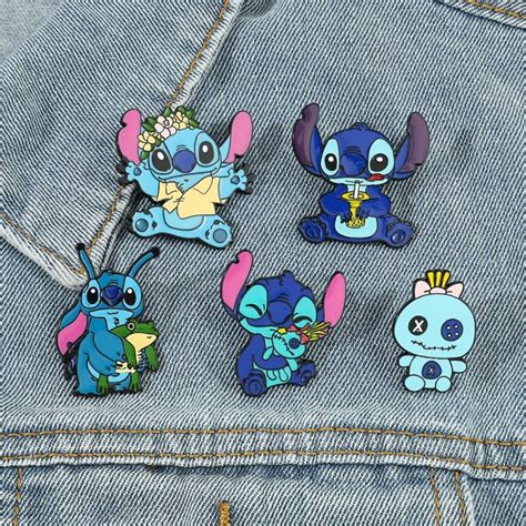 Disney Anime Lilo Stitch Brooch Kawaii Stitch Metal Enamel Pins Cartoon